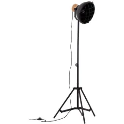 Stehleuchte Emma bundesweit mat Holzschwarz Holzbrun 60W Ø 25 cm