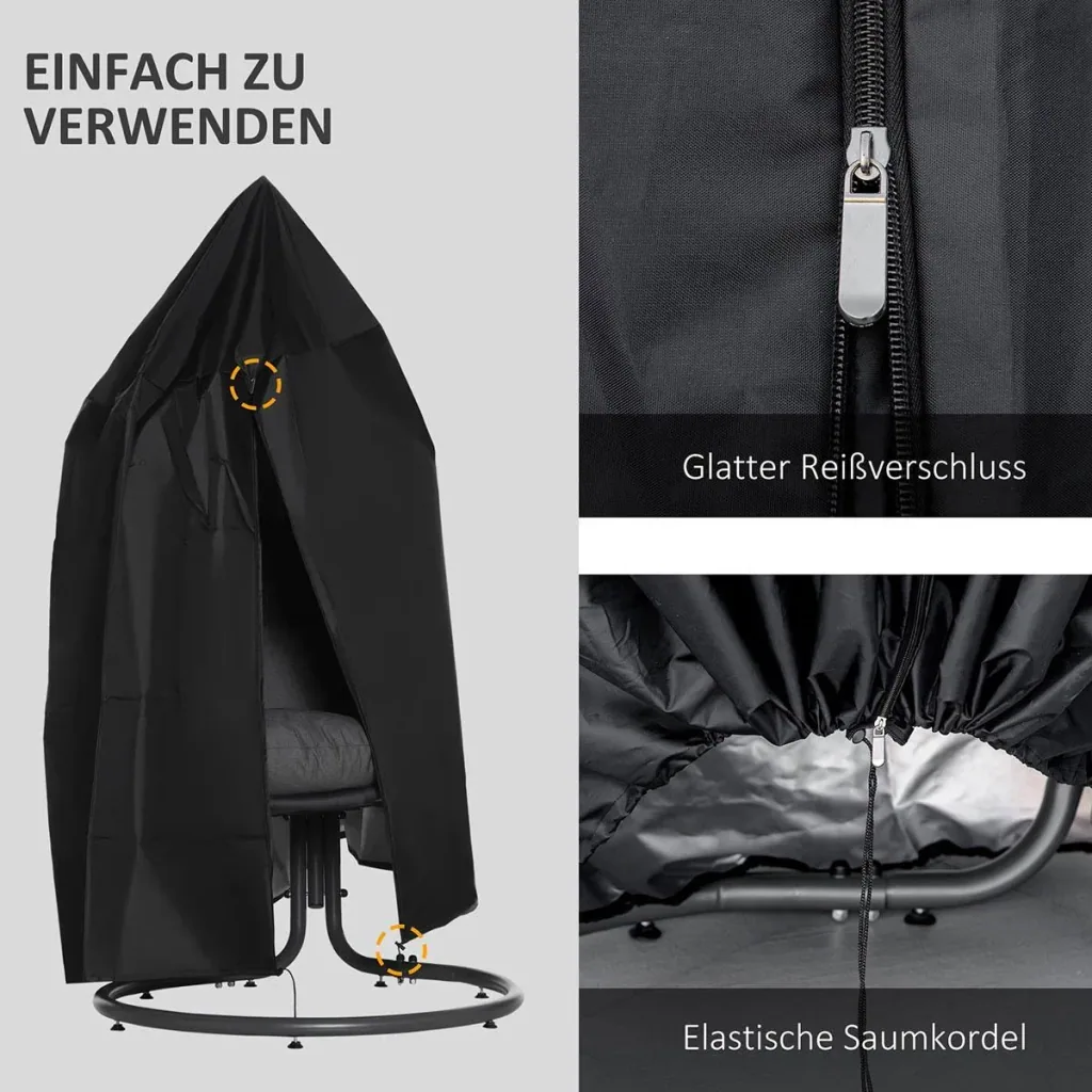 Hängesessel Abdeckung Wasserdicht 210D Oxford Outdoor Schutzhülle für Hängekorb Schwingsessel Hängestuhl Schutzhülle Ø11