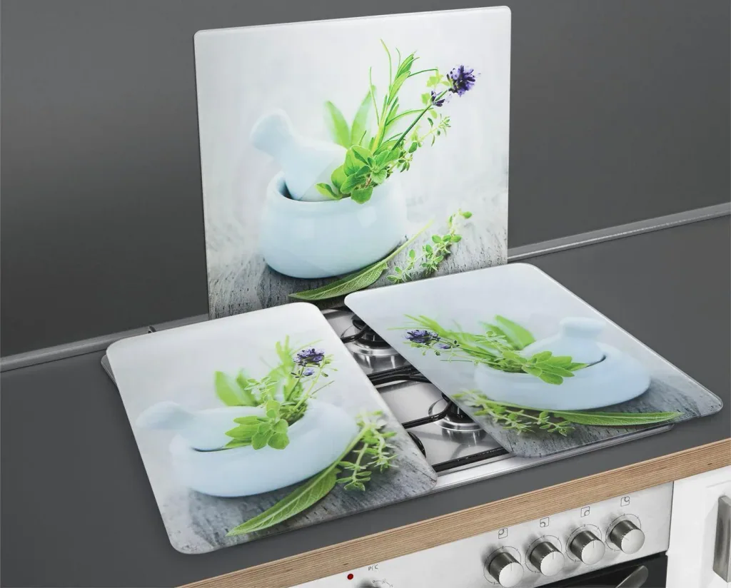Herdabdeckplatte "Universal KRÄUTERGARTEN", 2er Set, 52 x 30 cm