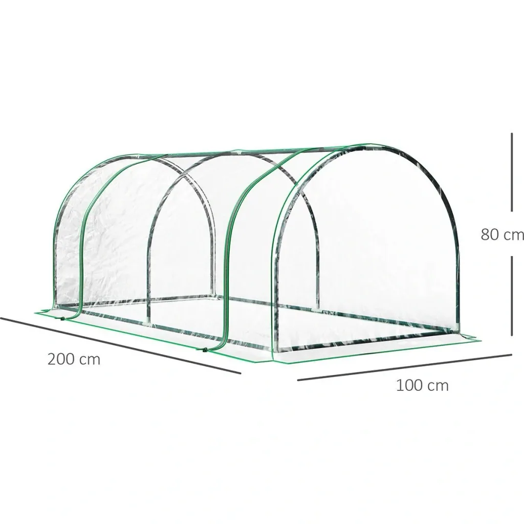 Gewächshaus, Treibhaus mit Tür, Frühbeet, Pflanzenhaus, Pflanzenaufzucht, Stahl PVC, 200 x 100 x 80 cm
