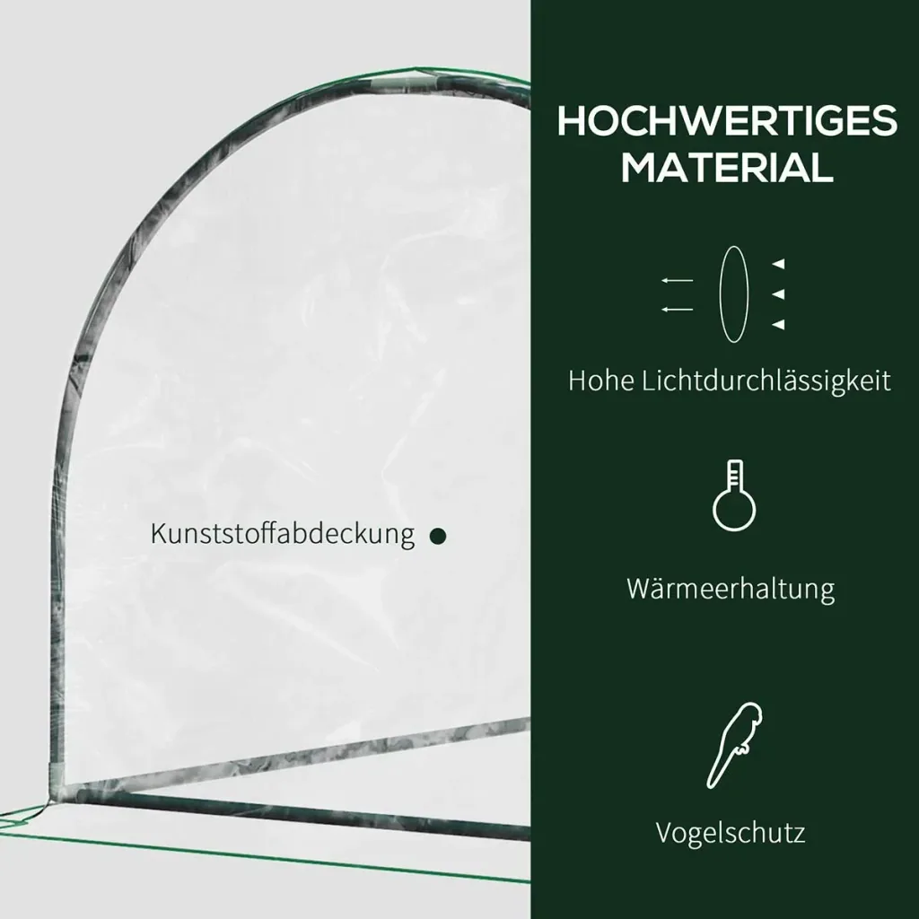 Gewächshaus, Treibhaus mit Tür, Frühbeet, Pflanzenhaus, Pflanzenaufzucht, Stahl PVC, 200 x 100 x 80 cm