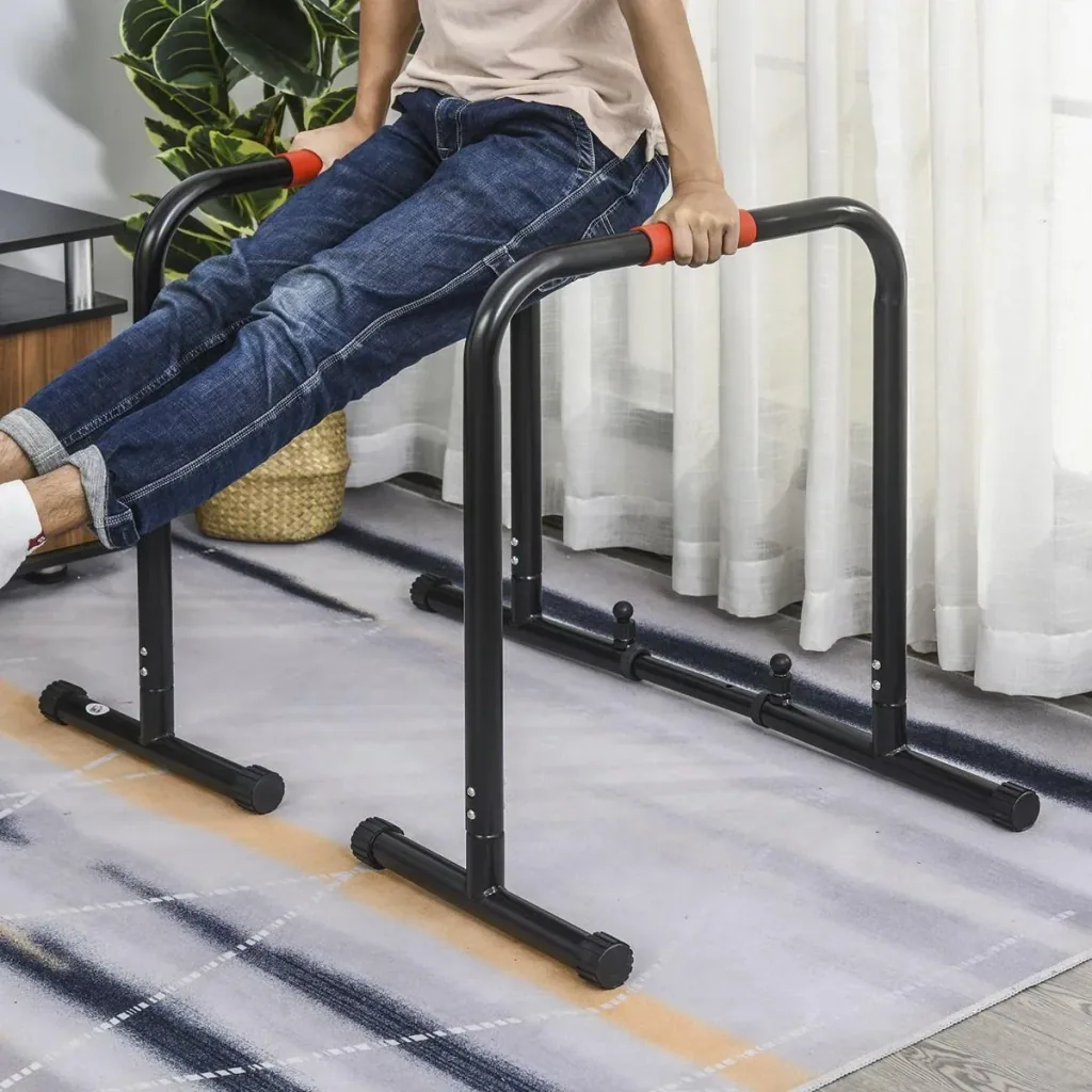 Dip Barren Fitness Parallettes Push Up Dip Station Einstellbar Fitness multifunktional Stahl Schwarz 89-99 x 62 x 72 cm
