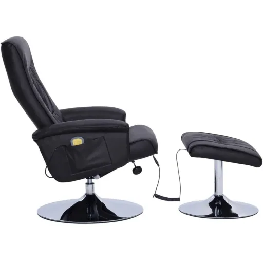 Massagesessel verstellbar mit Fußhocker Kunstleder schwarz