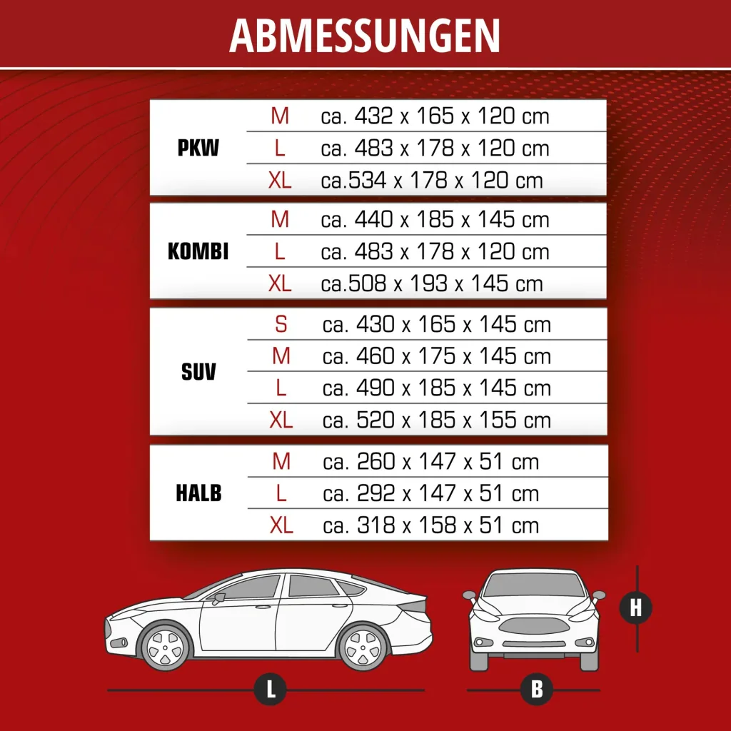 All Weather light SUV - Größe L - 490 x 185 x 145 cm - PEVA - grau