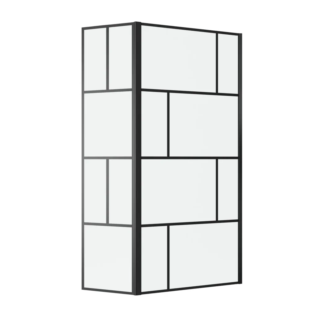Duschwand in modernem Design 90+40 x 195 cm - Glasdusche mit matt schwarzen Wandprofil
