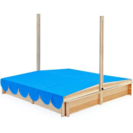 Sandkasten mit höhenverstellbarem und kippbarem Dach 140 x 140cm