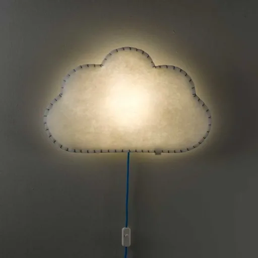 Buokids Softlampe Nachtlicht/Wandlampe Wolke, Ausführung: Schnur & Stecker; Farbe der Naht: gelb