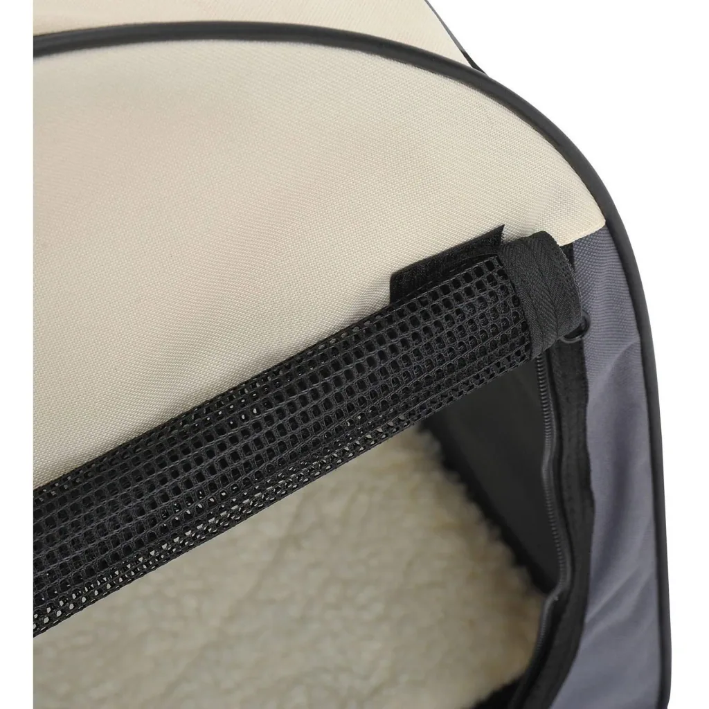 Hundetransportbox, faltbar, Größe M - 61x46x51 cm, dunkelgrau-creme