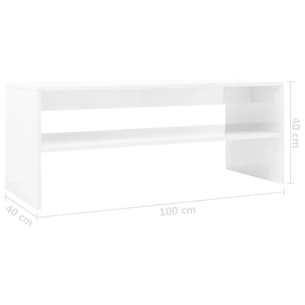 Couchtisch 100x40x40 cm Hochglanz weiß Spanplatte