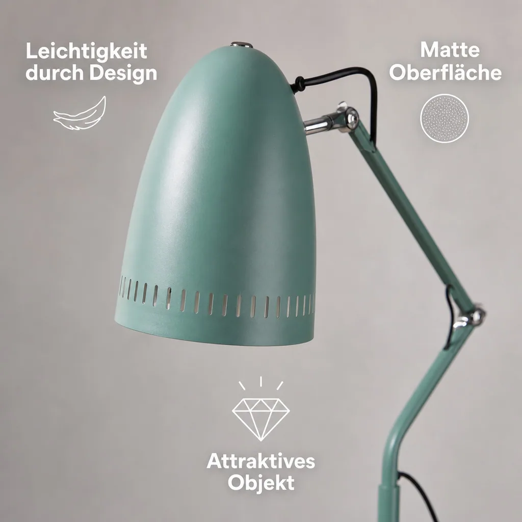 Superliving Stehlampe Metall "Dynamo" matt mint dunkel