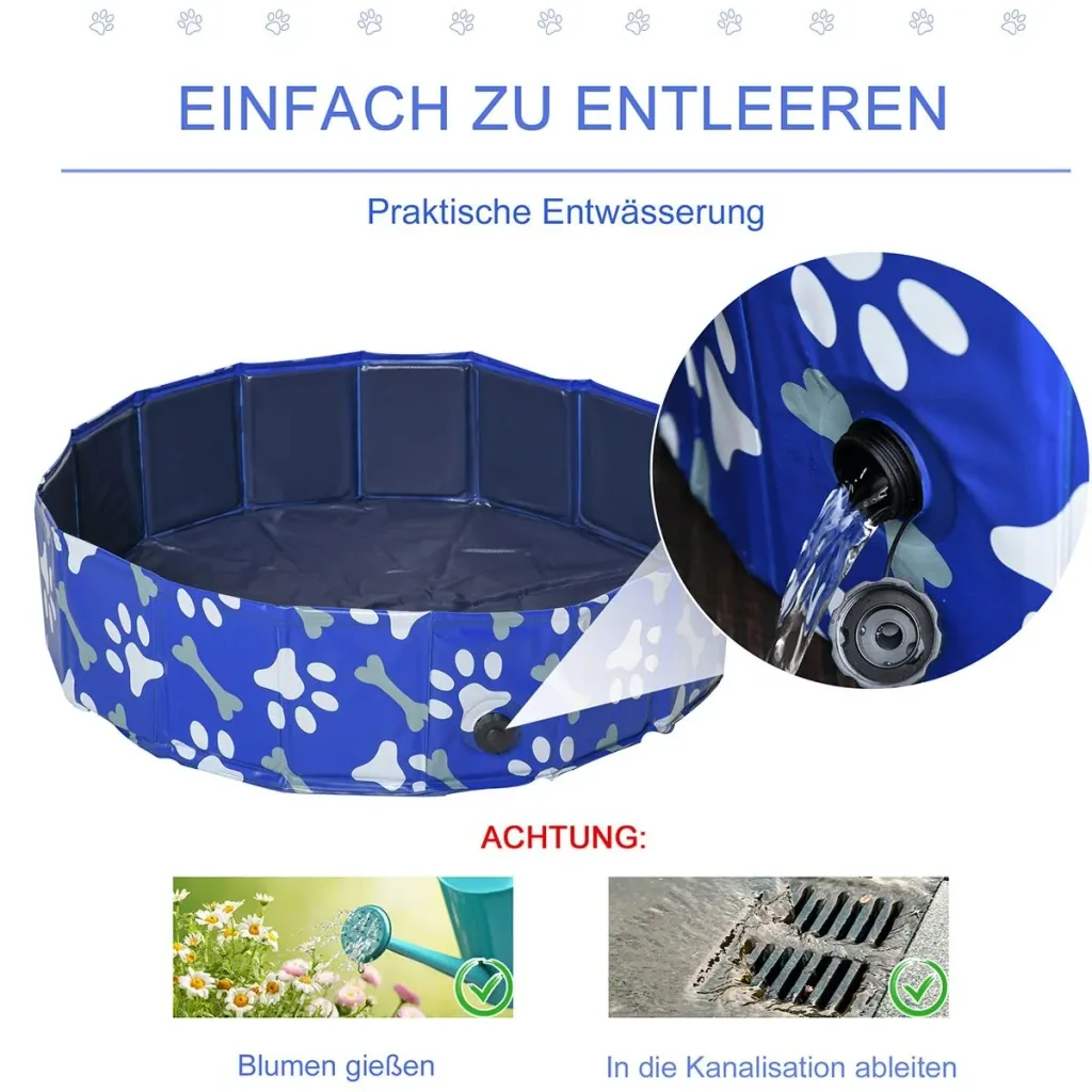 Hundepool mit Wasserablassventil blau