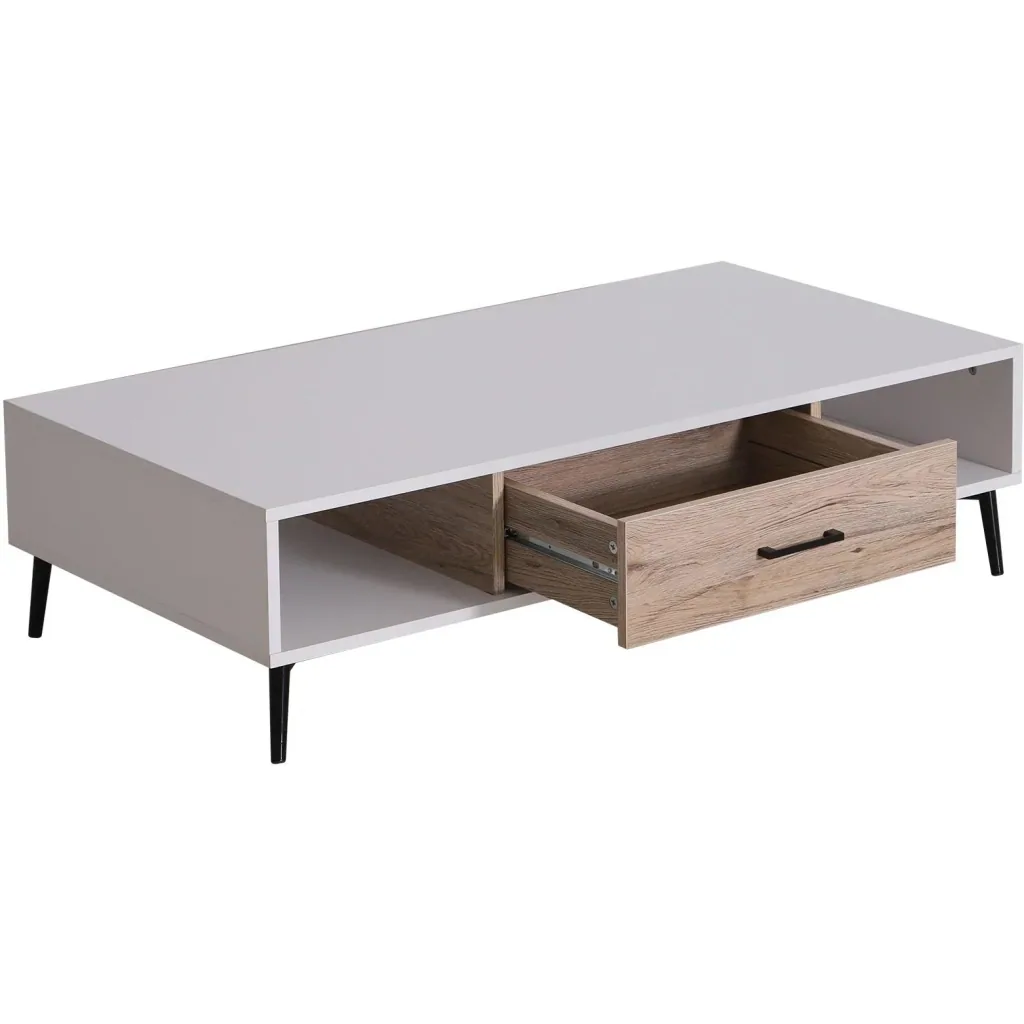 Couchtisch Beistelltisch Sofatisch Fernsehtisch Kaffeetisch 1 x Schublade 3 x Ablage Holz 110 x 60 x 30 cm