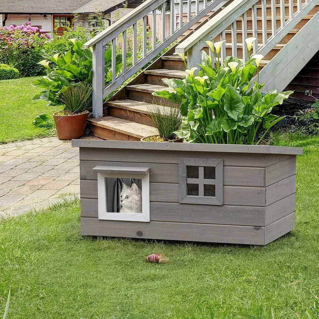 Katzenhaus - Indoor/Outdoor - Grau/Schwarz - 87 x 52 x 48 cm