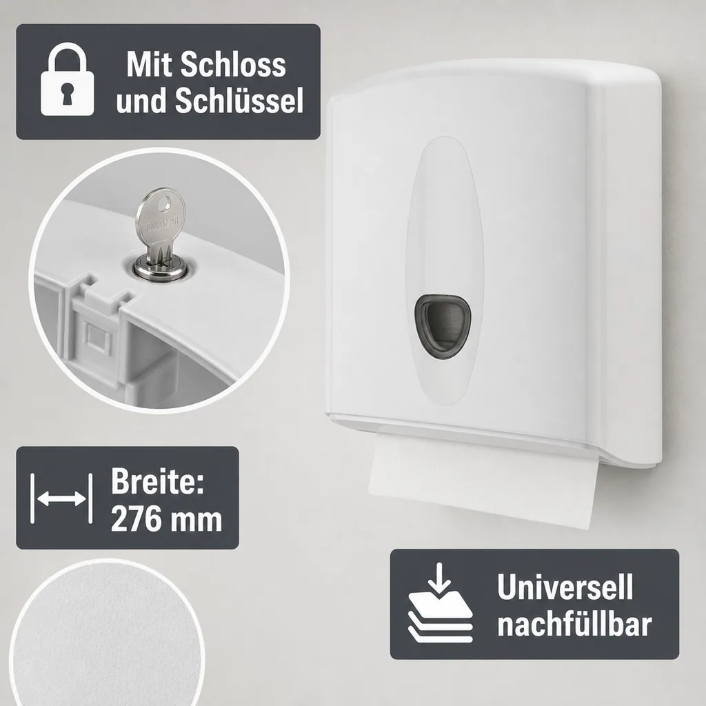 Papierhandtuchspender, Handtuchspender, Papierhandtuchhalter - PQ20MidiH, Midi, Kunststoff