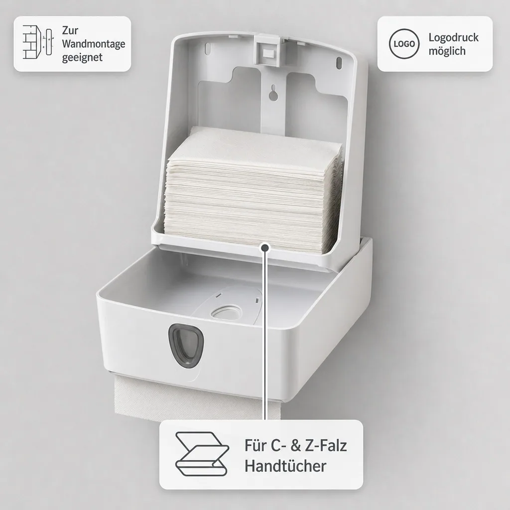 Papierhandtuchspender, Handtuchspender, Papierhandtuchhalter - PQ20MidiH, Midi, Kunststoff