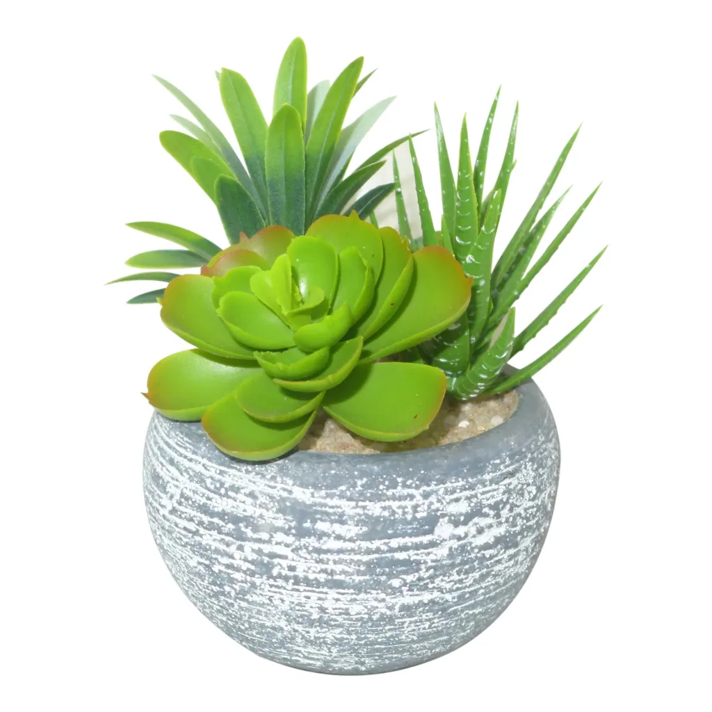 Kunstblume Sukkulenten im Beton 2er Set