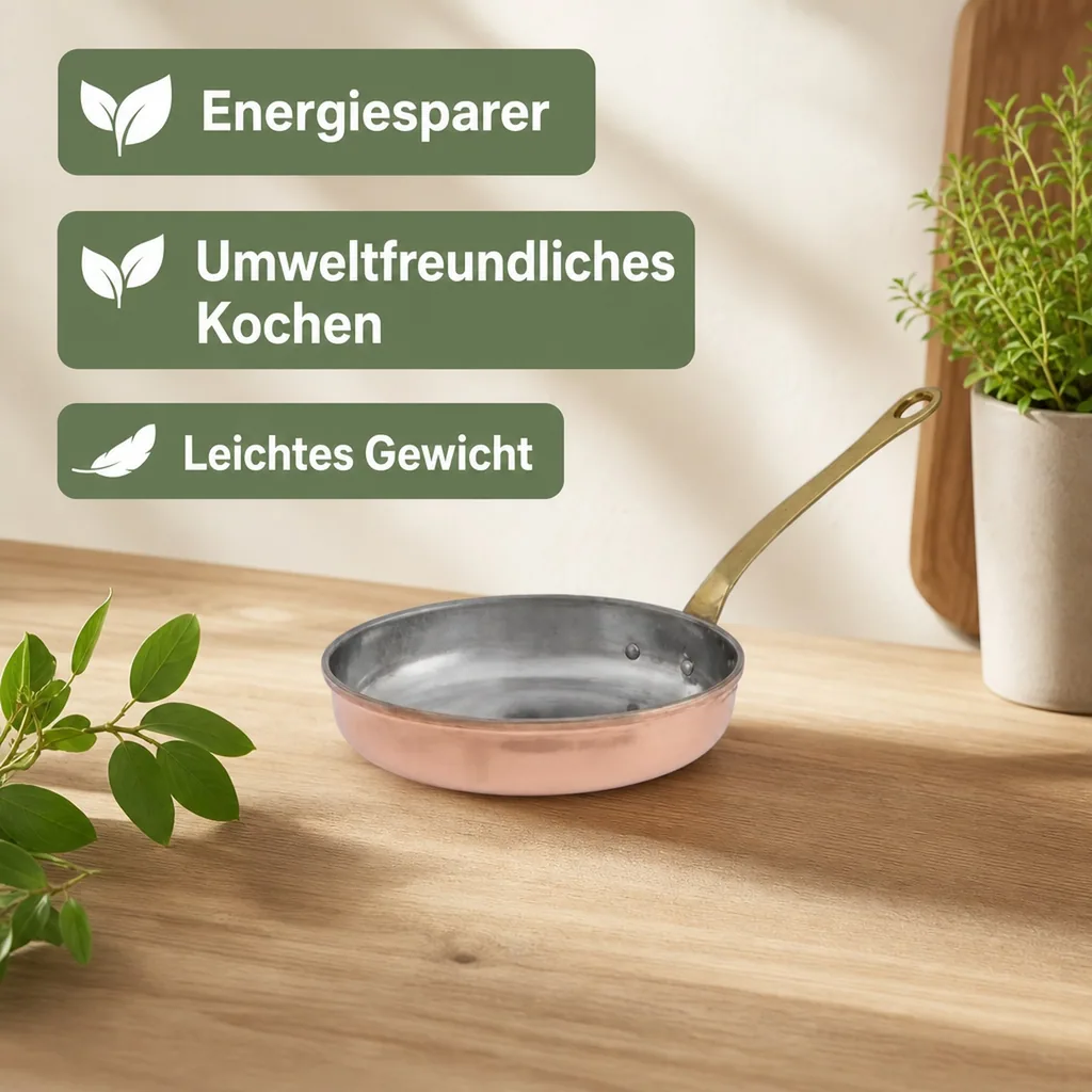 Bratpfanne, Kupferpfanne - aus Kupfer und Messing, 14cm