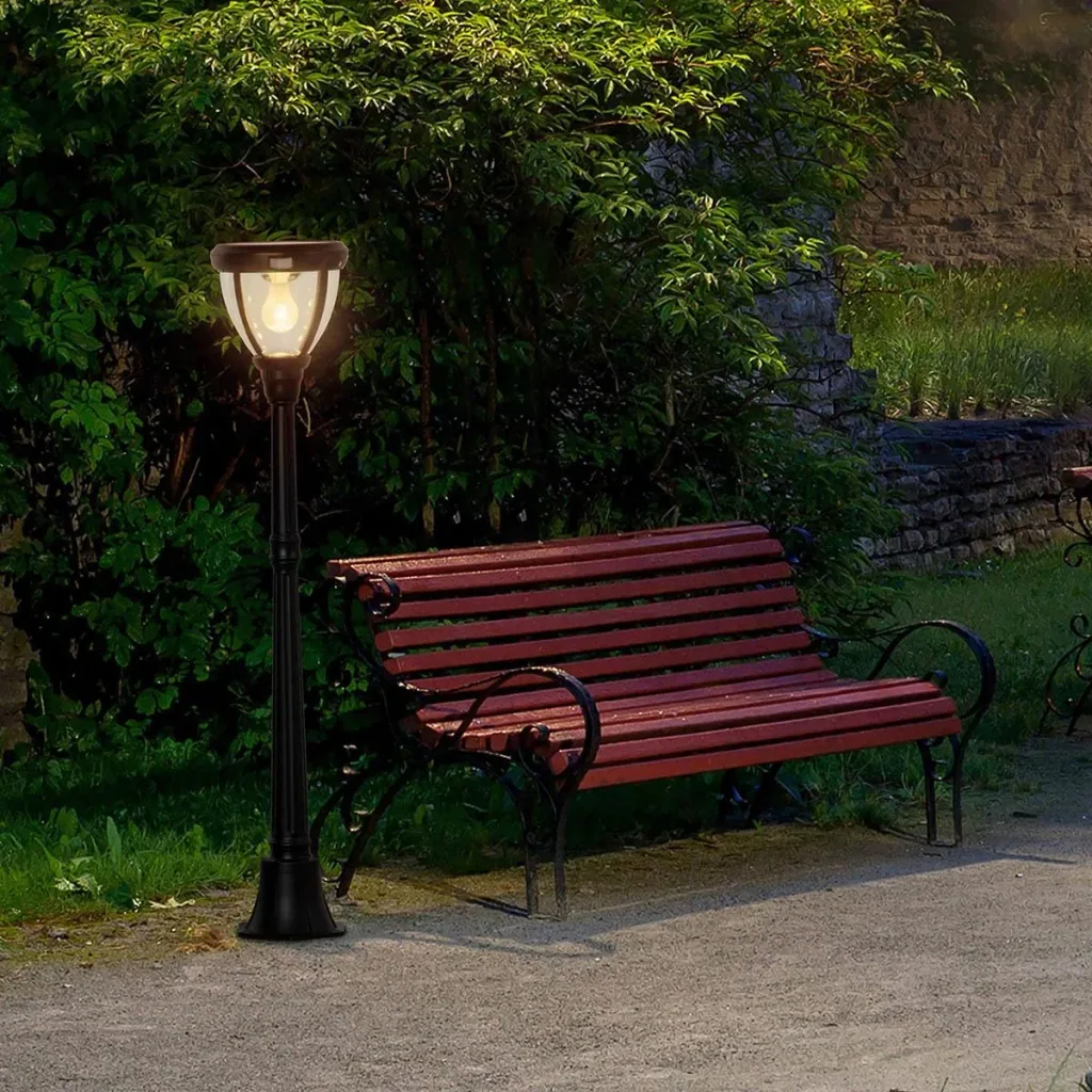 Solar Garten Laterne Gartenlampe Wegleuchte mit 31 LED 150 Lumen 3000K Aluminium gehärtetes Glas Schwarz 26 x 26 x 130 c