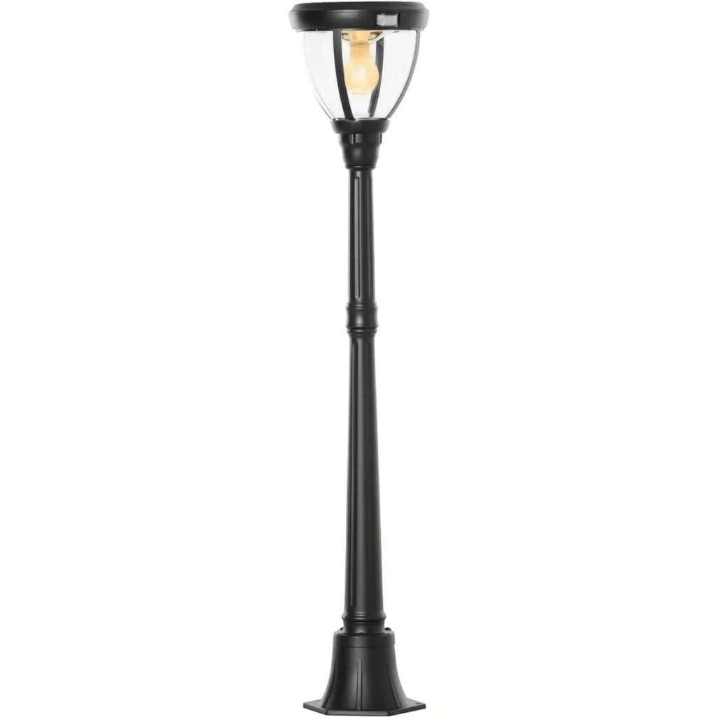 Solar Garten Laterne Gartenlampe Wegleuchte mit 31 LED 150 Lumen 3000K Aluminium gehärtetes Glas Schwarz 26 x 26 x 130 c