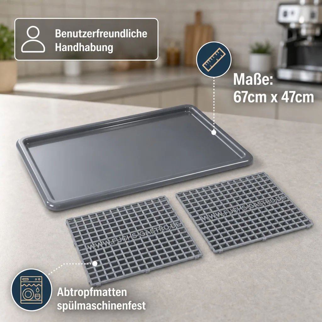 Auffangwanne mit 2 Abtropfmatten