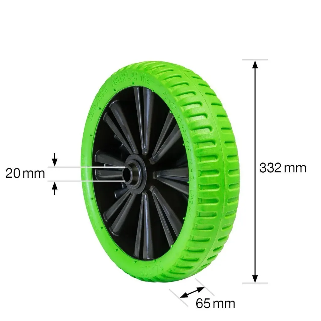 Schubkarrenrad PANNENSICHER - Ø Rad 332 mm, PU geschäumtes Rad, Gleitlager, Felge 75 mm, Achse 20 mm, Tragkraft 150 kg