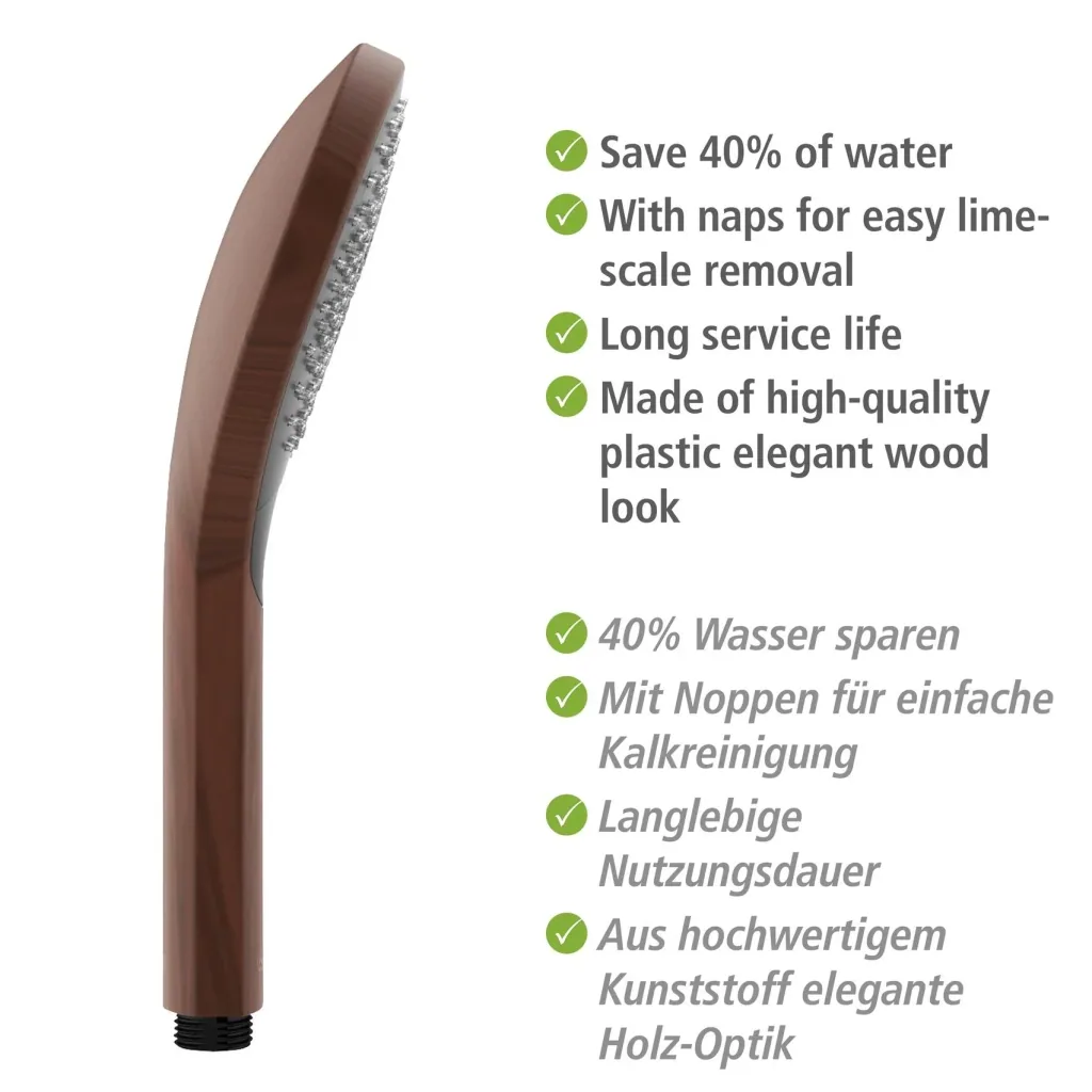 Wasserspar-Duschkopf Watersaving Wood, Ø 12 cm