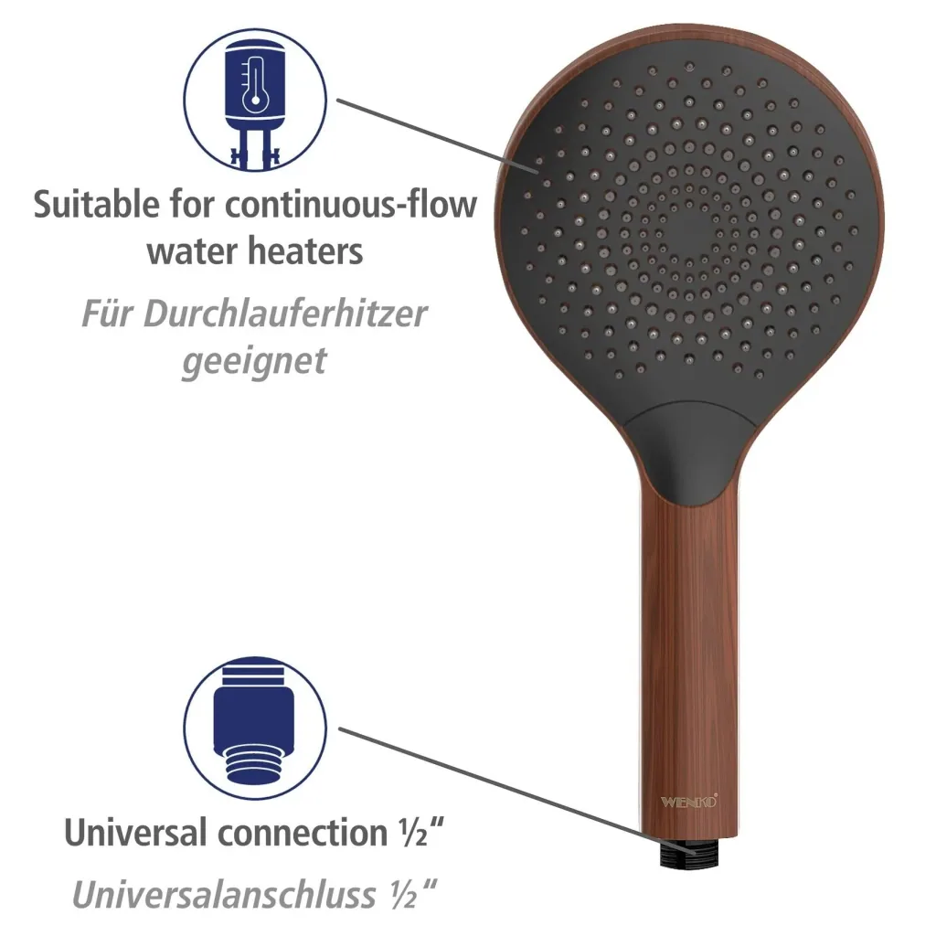 Wasserspar-Duschkopf Watersaving Wood, Ø 12 cm