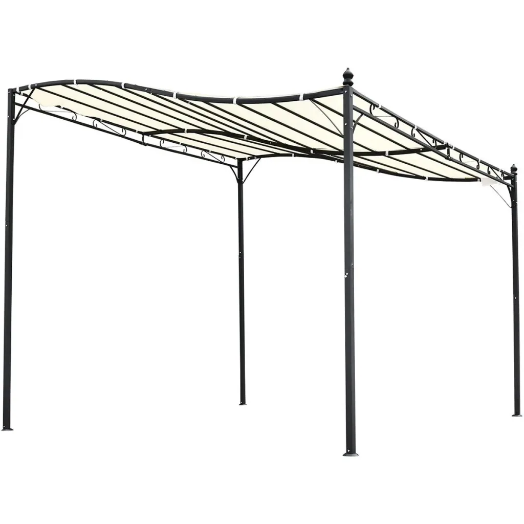 Terrassenüberdachung in geschwungener Form cremeweiß/schwarz