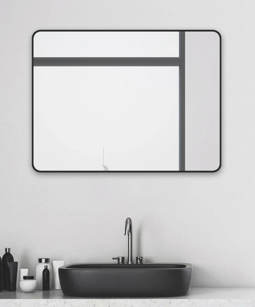 Wandspiegel "Black Living" - 80 x 60 cm - Badspiegel mit hochwertigen und robusten Aluminiumrahmen