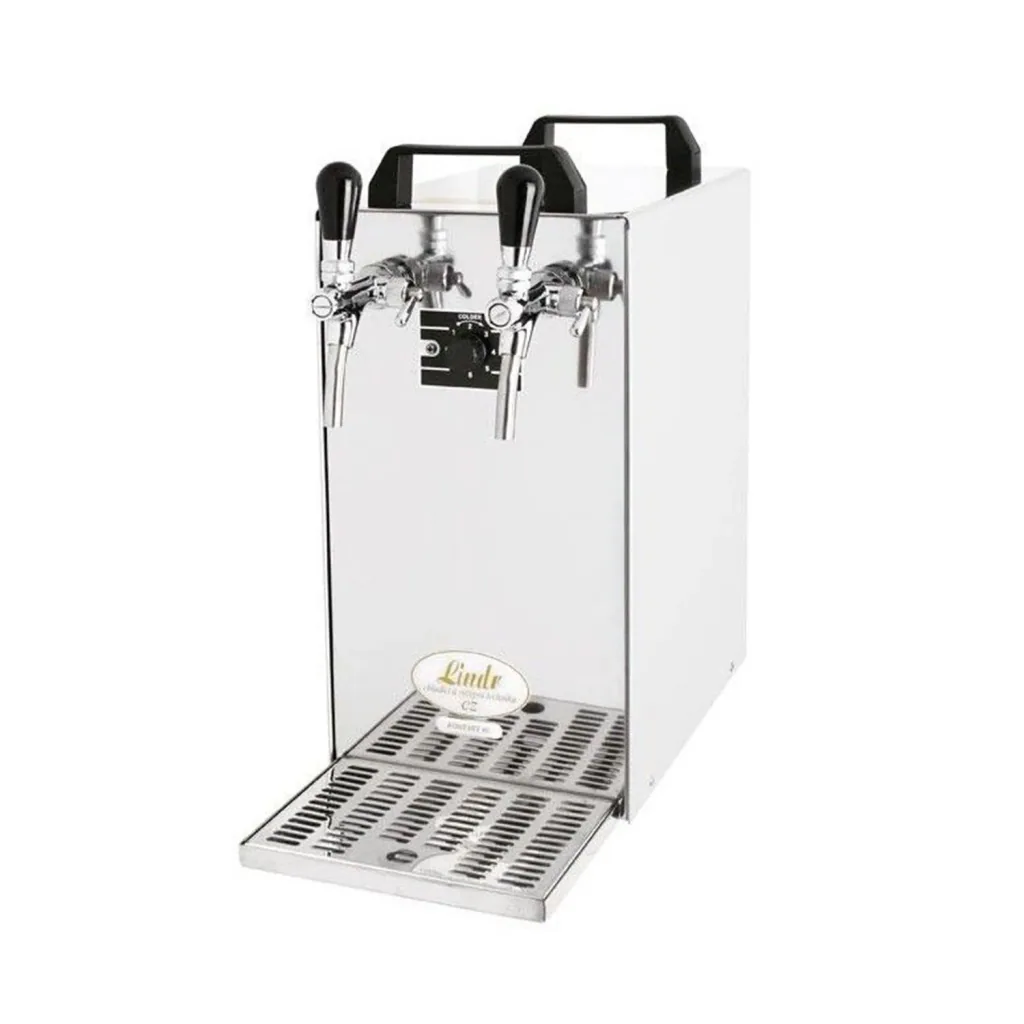 Kontakt 40/K Zapfanlage, Bierzapfanlage 2-leitig Trockenkühlgerät aus Edelstahl, 50 Liter/h, mit Membranpumpe, Green Line