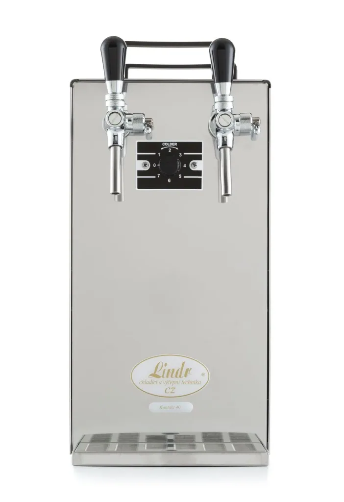 Kontakt 40/K Zapfanlage, Bierzapfanlage 2-leitig Trockenkühlgerät aus Edelstahl, 50 Liter/h, mit Membranpumpe, Green Line