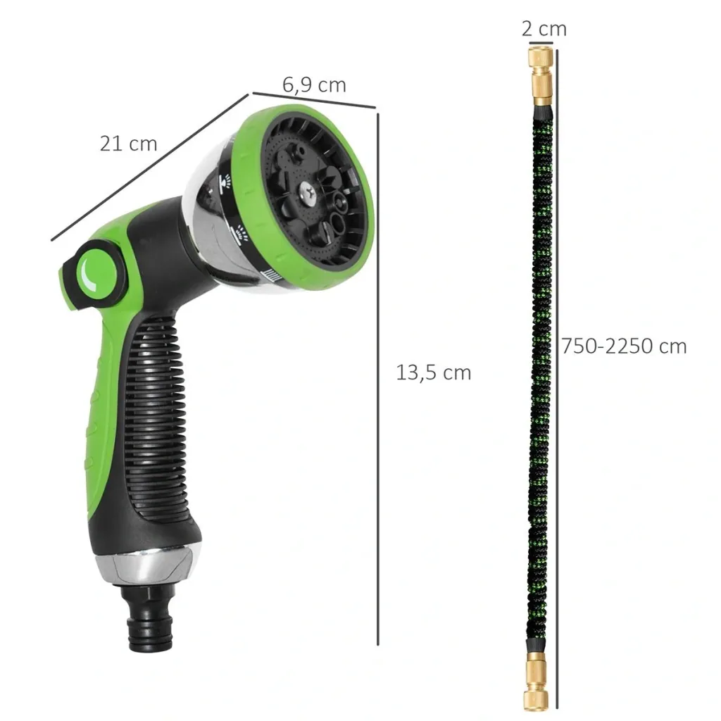 Gartenschlauch flexibel 22,5 m mit 10 Funktionen Sprühdüse Wasserschlauch mit 1/2 Zoll & 3/4 Zoll Anschluss Schlauch deh