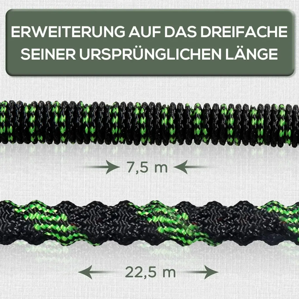 Gartenschlauch flexibel 22,5 m mit 10 Funktionen Sprühdüse Wasserschlauch mit 1/2 Zoll & 3/4 Zoll Anschluss Schlauch deh