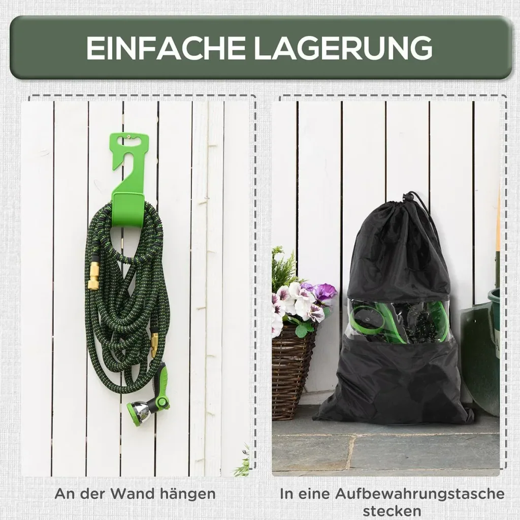 Gartenschlauch flexibel 22,5 m mit 10 Funktionen Sprühdüse Wasserschlauch mit 1/2 Zoll & 3/4 Zoll Anschluss Schlauch deh
