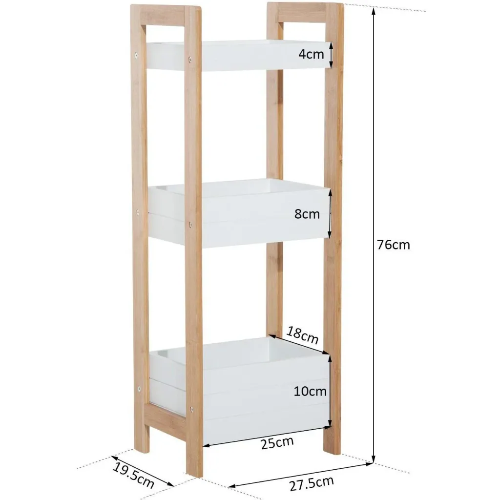 Badregal Standregal Holzregal 3 Staufächer Weiß