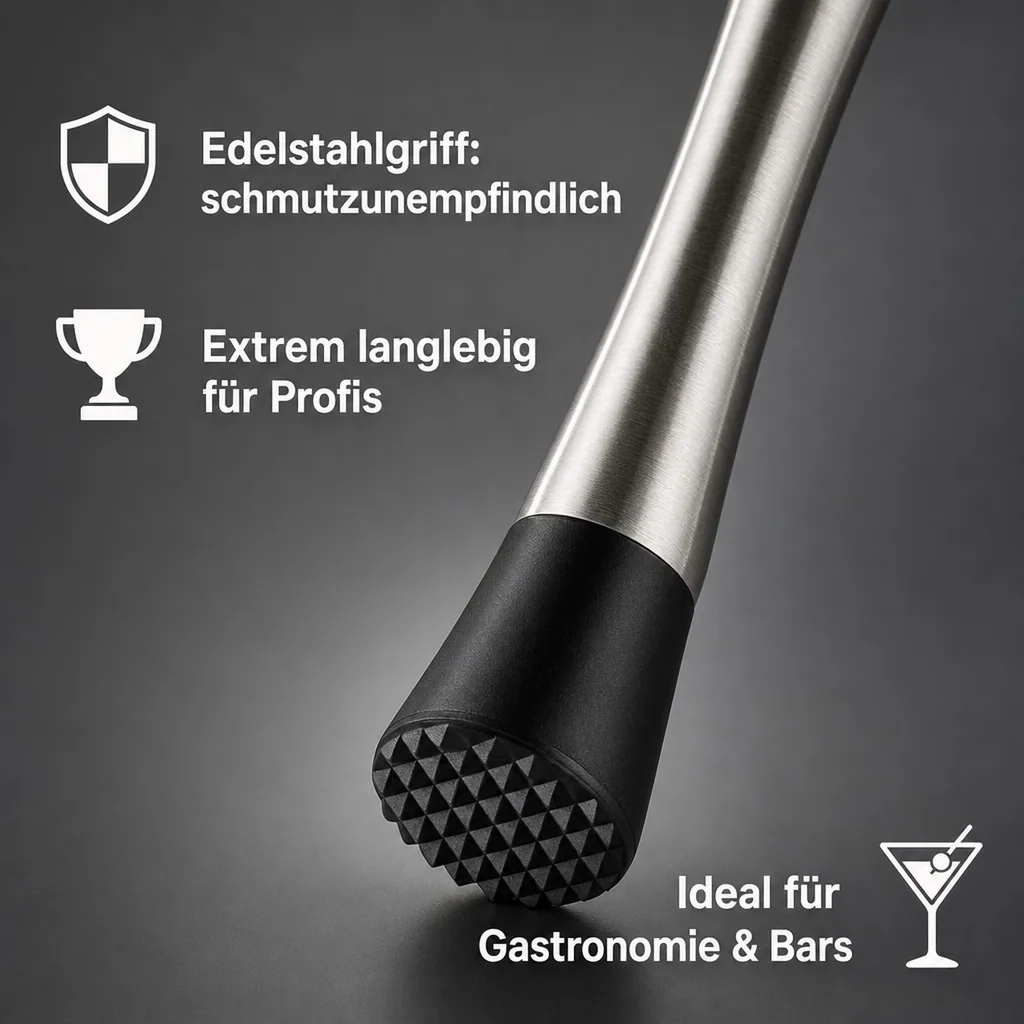 Caipirinha Stössel - Edelstahl (Profi-Version): Langlebig & Ideal für Bars & Gastronomie