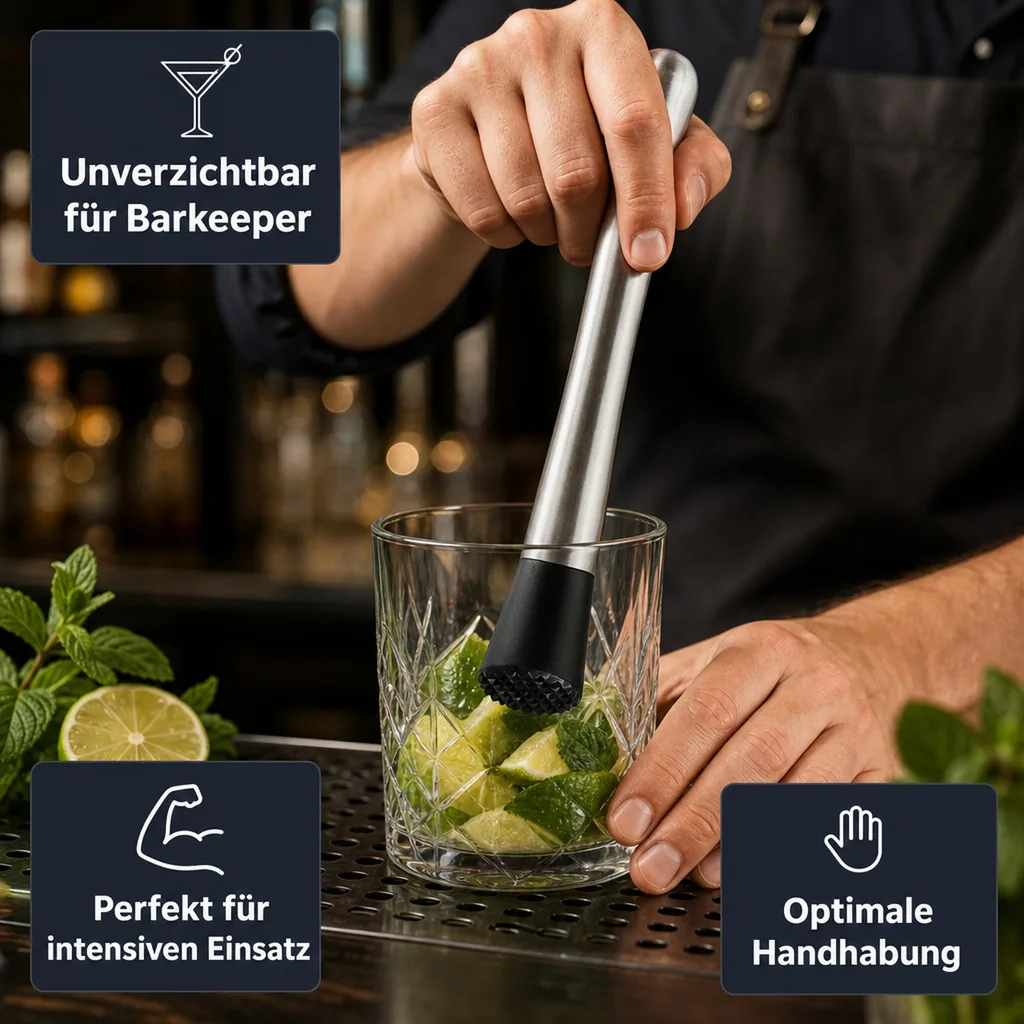 Caipirinha Stössel - Edelstahl (Profi-Version): Langlebig & Ideal für Bars & Gastronomie