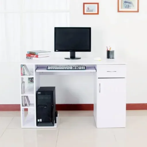 Computertisch Schreibtisch Bürotisch mit Schrank PC Tisch Holzfurnier