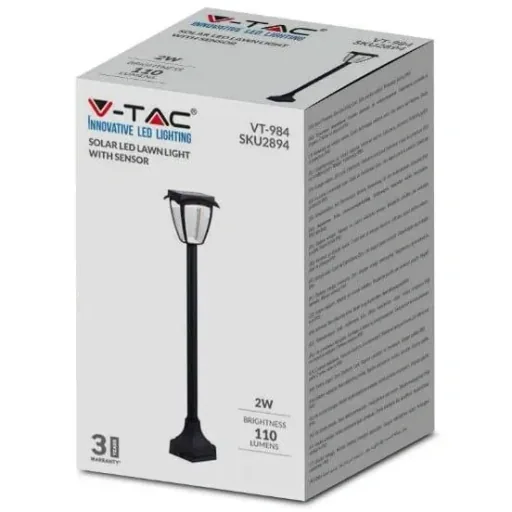 VT-984 Sevilla Solar Gartenpfosten Solar LED Lampe - 2 Lichtfarben
