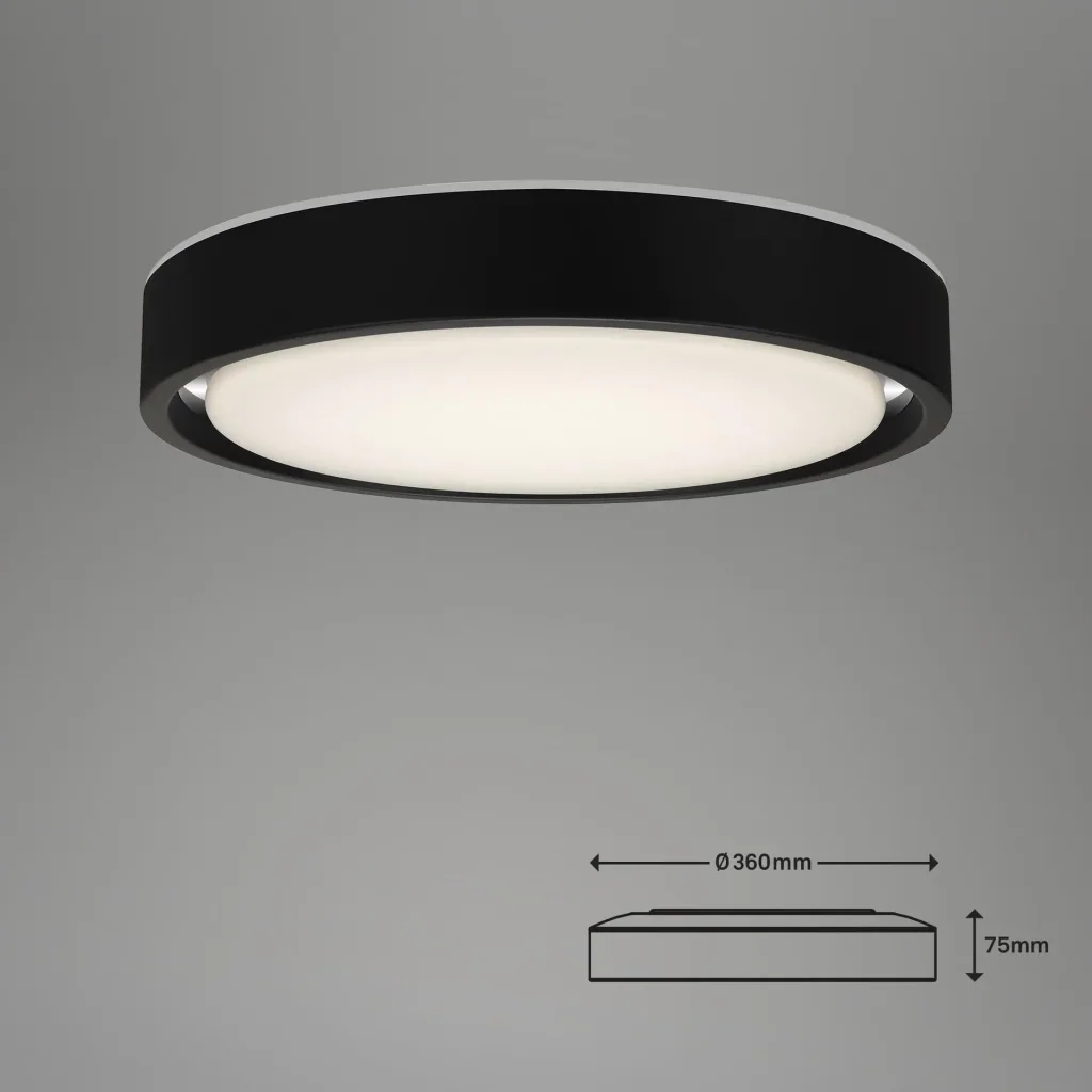 LED Deckenleuchte, rund, Ø 36 cm, CCT, Bewegungssensor, 30 Watt, schwarz