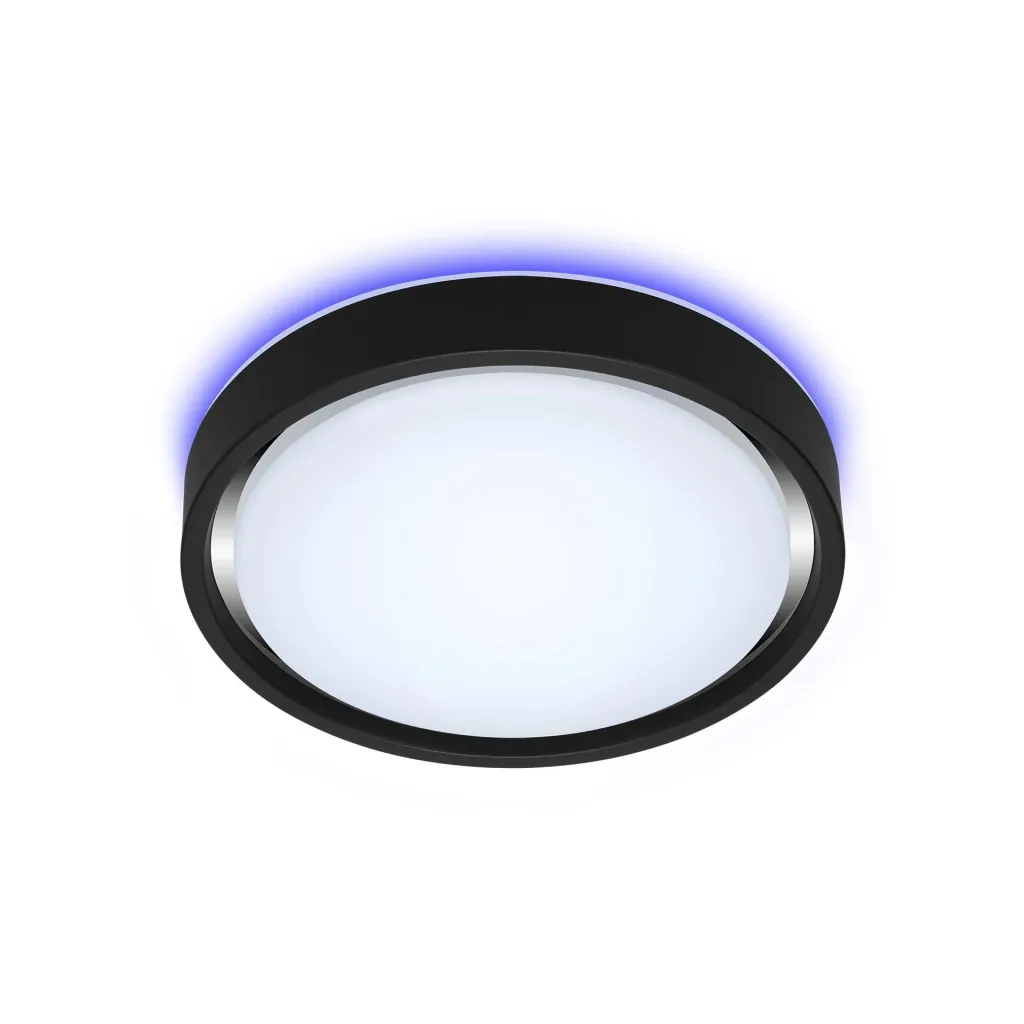 LED Deckenleuchte, rund, Ø 36 cm, CCT, Bewegungssensor, 30 Watt, schwarz
