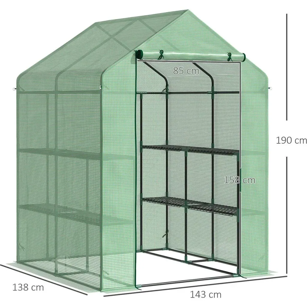 Foliengewächshaus Gewächshaus Treibhaus mit Blumenregal Frühbeet Tomatenhaus Pflanzenhaus für Garten, aus Stahlrohl und