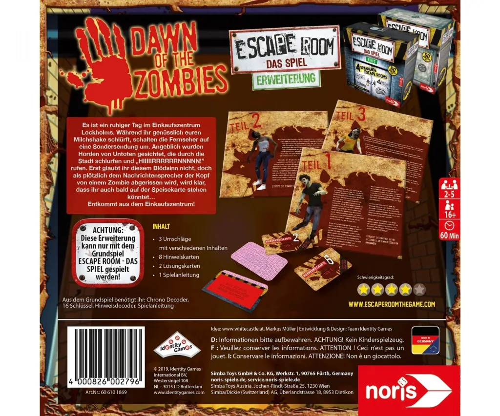 Gesellschaftsspiel "Escape Room" - Dawn of the Zombies