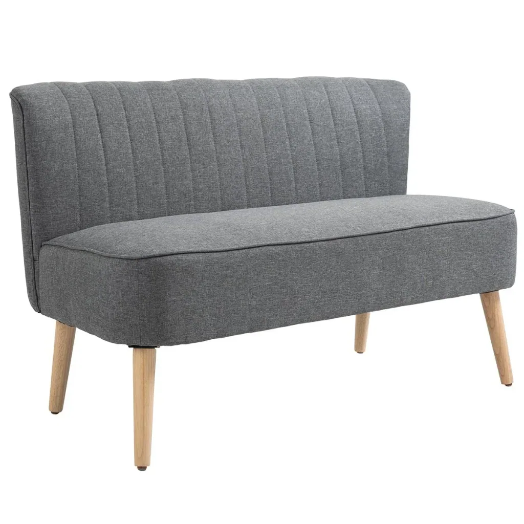 2-Sitzer Stoffsofa Polstersofa Sitzmöbel Loungesofa Holz Schaumstoff Hellgrau 117 x 56,5 x 77 cm
