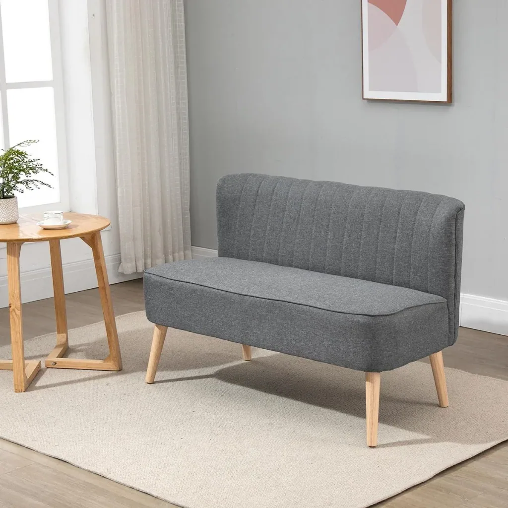 2-Sitzer Stoffsofa Polstersofa Sitzmöbel Loungesofa Holz Schaumstoff Hellgrau 117 x 56,5 x 77 cm