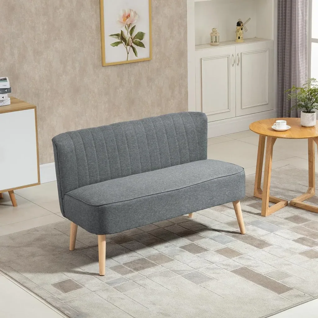 2-Sitzer Stoffsofa Polstersofa Sitzmöbel Loungesofa Holz Schaumstoff Hellgrau 117 x 56,5 x 77 cm