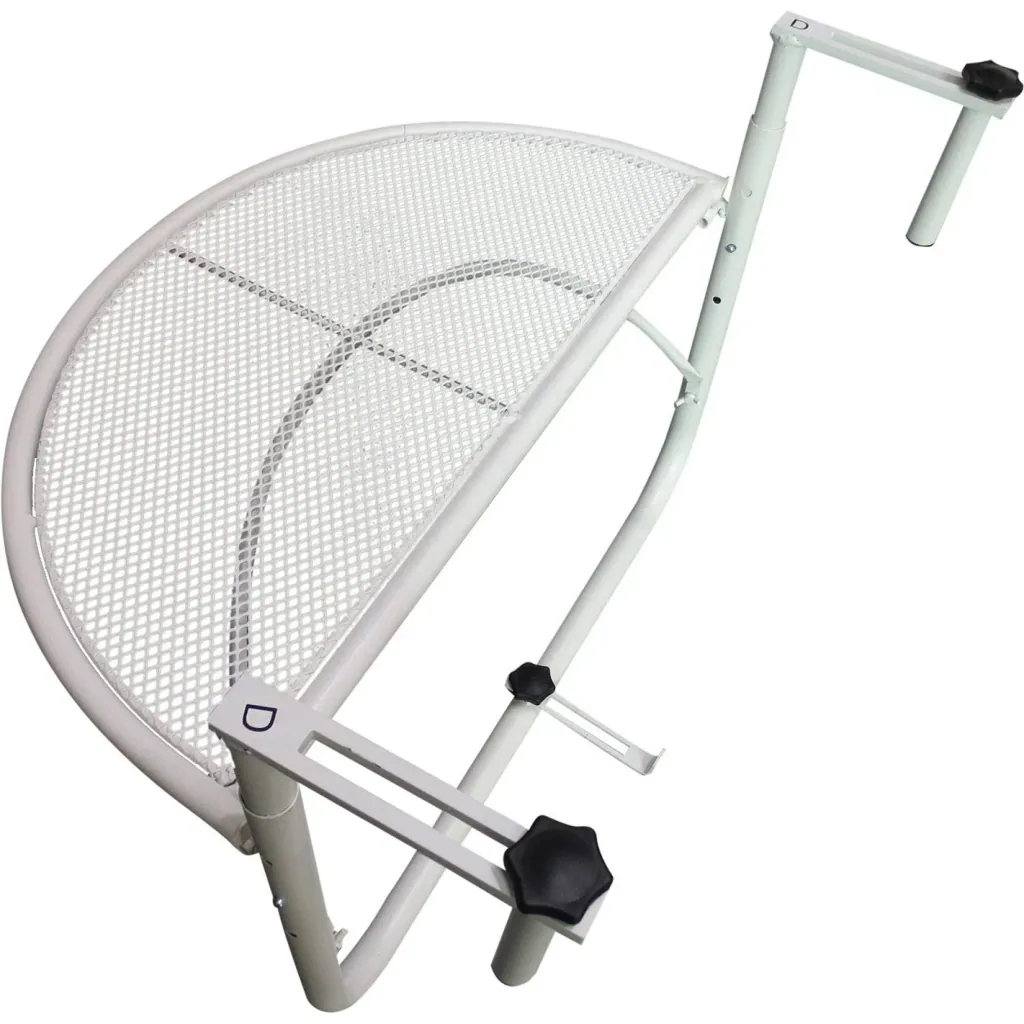Balkonhängetisch Hängetisch höhenverstellbar halbrund Ø30 cm Terrasse Metall Weiß
