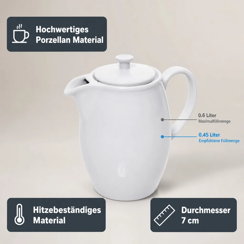 Kaffeekanne, Kännchen - 0.6 ml, Porzellan