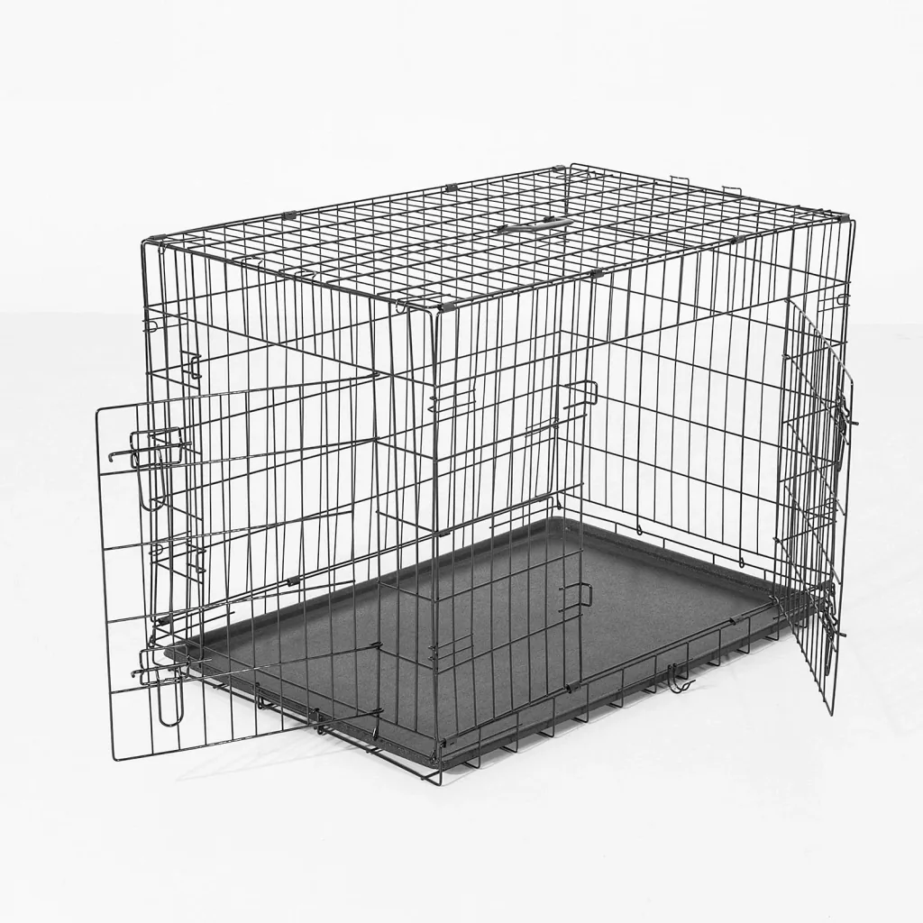 Hunde Transportkäfig Transportbox Drahtkäfig Hundebox Käfig Schwarz L
