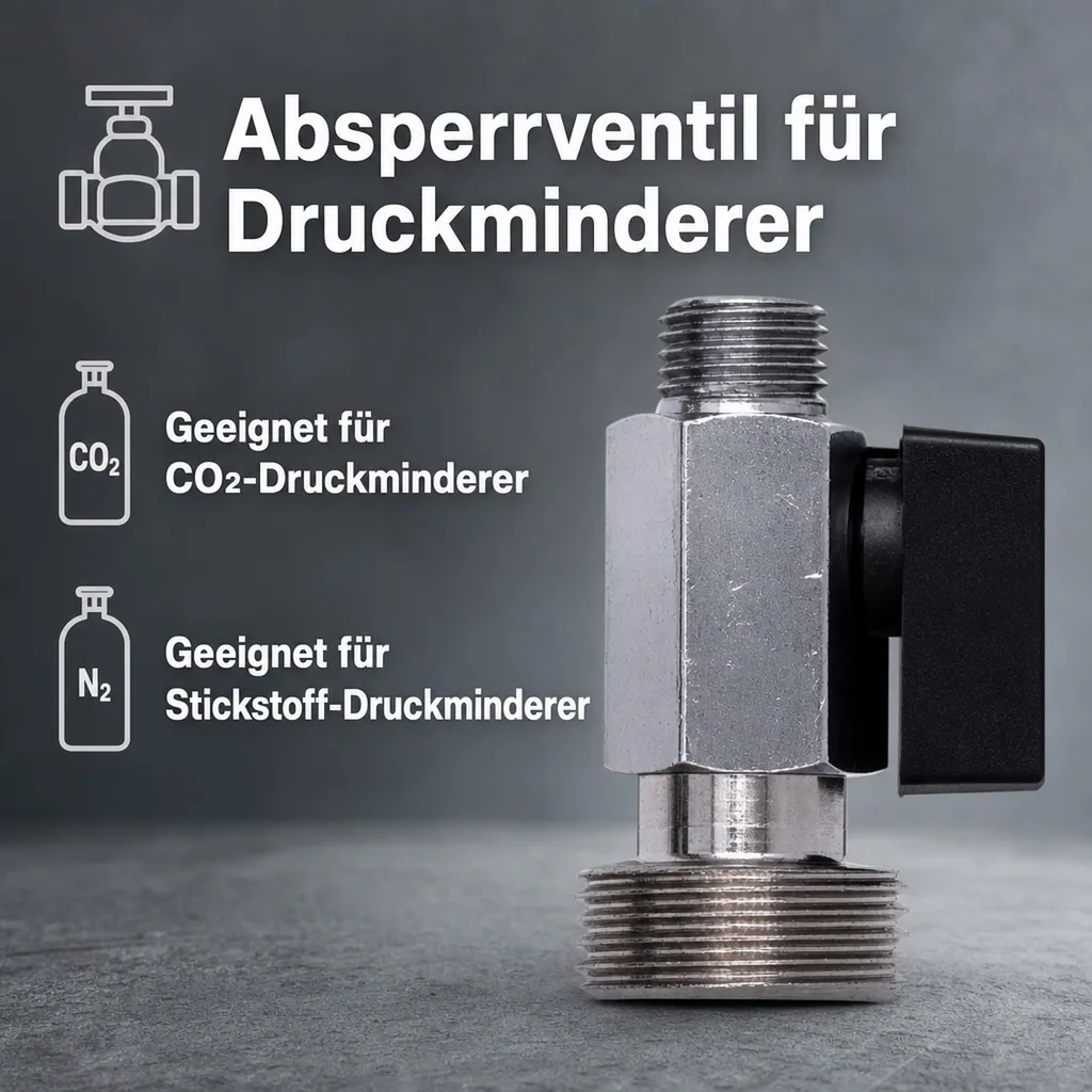 Absperrventil, Absperrhahn für Druckminderer, 1-leitig